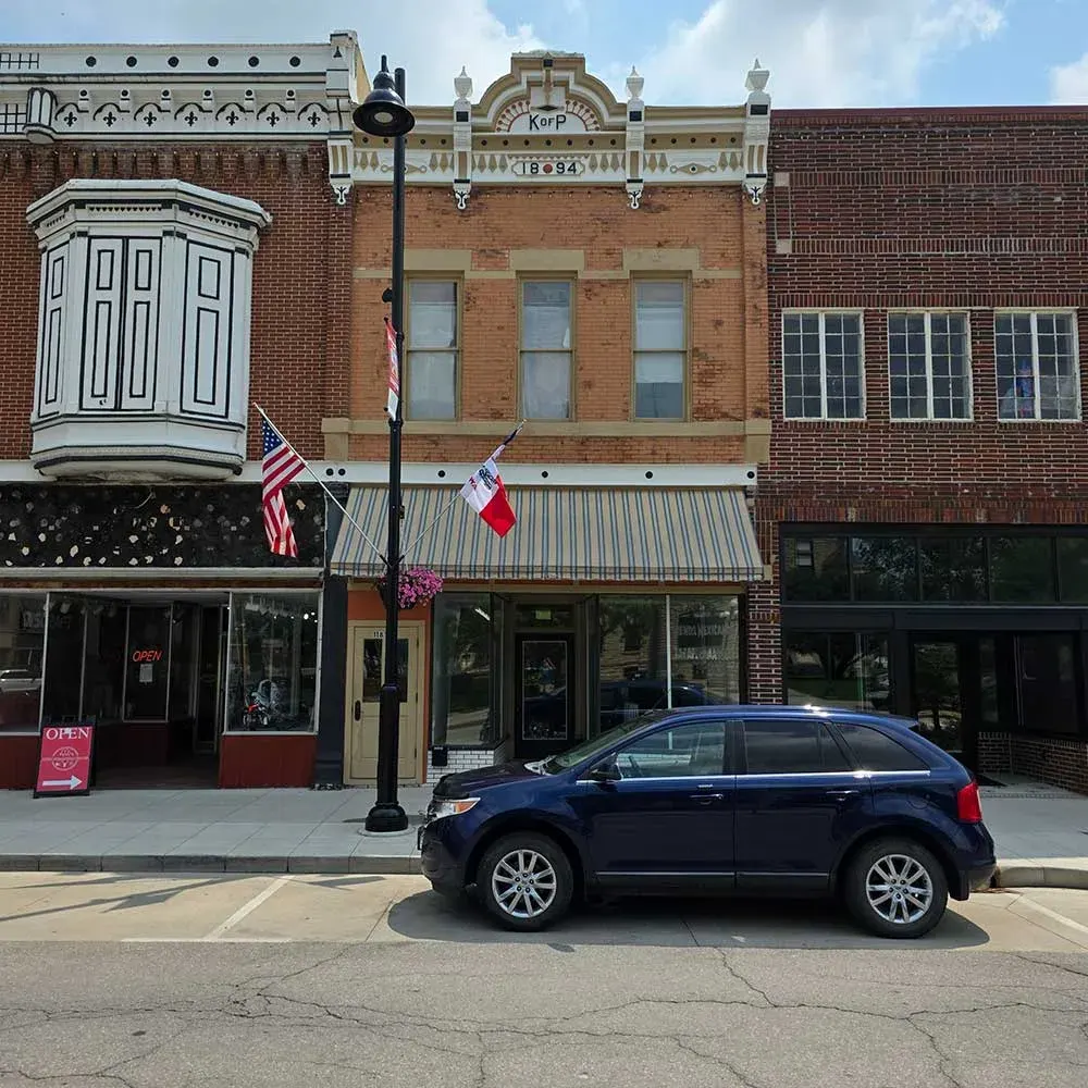 The 131-year-old building on the Chariton town square — the new home of Veterans Woodworking Workshop.